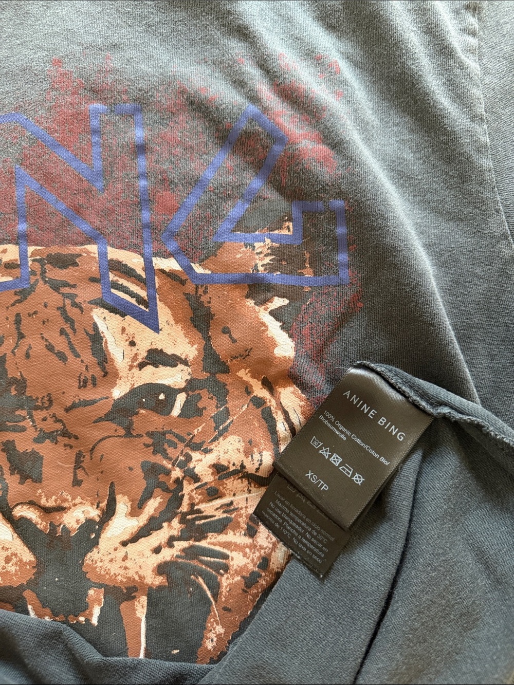Anine Bing Womens Graphic Tee Set in Black, Green, and Cream - Picture 3 of 5
